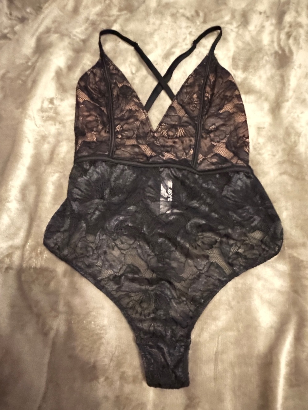 Black Floral Lace Bodysuit Plunge V-Neck 🔥